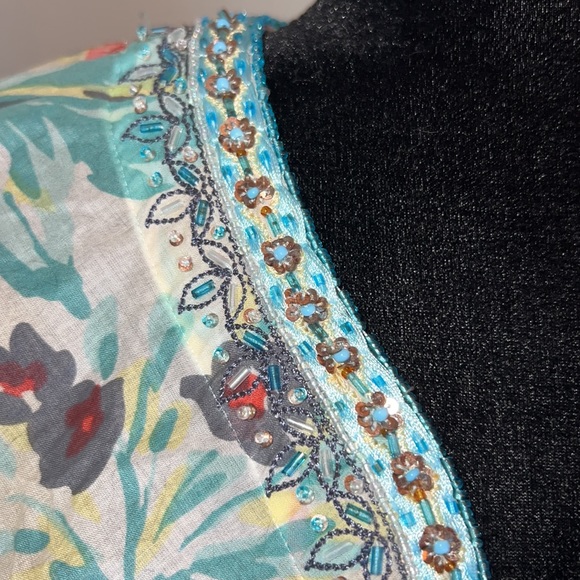 Ted Baker London Floral Swim Cover Up with Neck Details - Size 3 (XS-S) - Picture 3 of 6